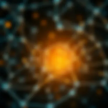 Blockchain technology representation with nodes and connections