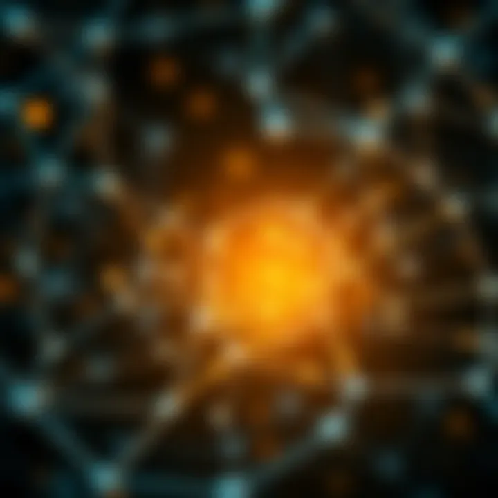 Blockchain technology representation with nodes and connections