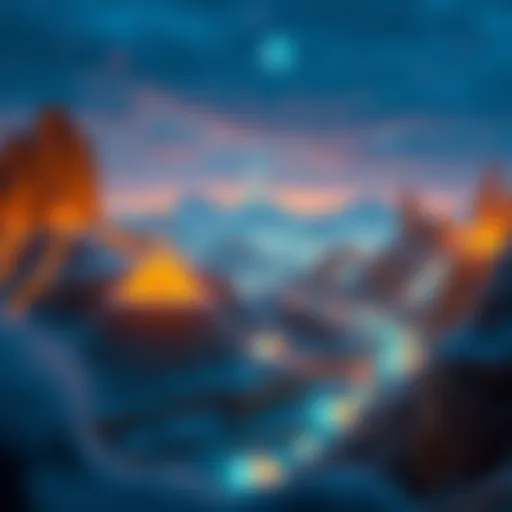 A digital landscape representing cryptocurrency trends