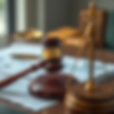 Legal documents and gavel representing litigation