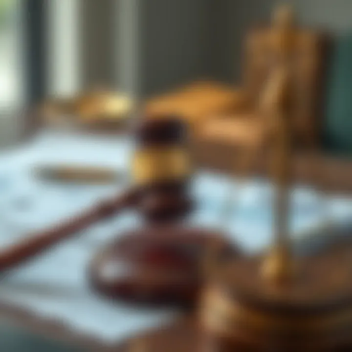 Legal documents and gavel representing litigation