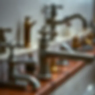 A variety of faucets arranged to highlight different styles and functionalities.