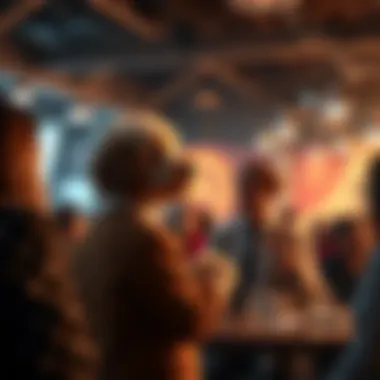 An illustration of a thriving cryptocurrency community discussing PoodleCoin