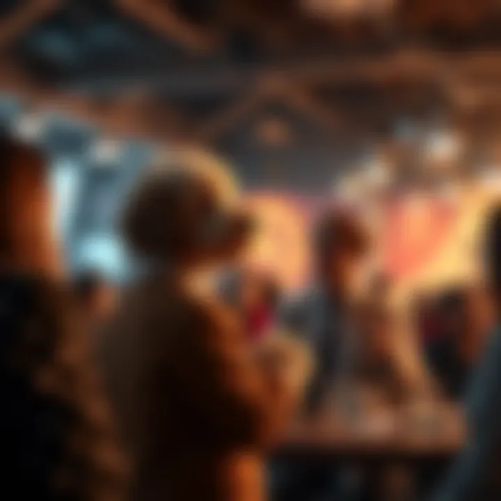 An illustration of a thriving cryptocurrency community discussing PoodleCoin