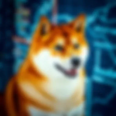 Shiba Inu cryptocurrency logo on digital background
