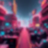 A futuristic gaming environment showcasing blockchain technology